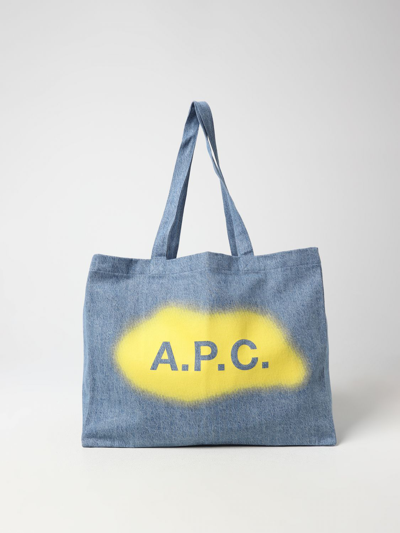 Apc Logo-print Cotton Tote Bag In Blue