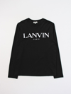 Lanvin Kids'  T-shirt Nera In Jersey Di Cotone Bambino In Black