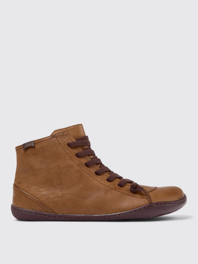 Camper Flat Ankle Boots  Woman In Brown