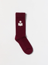 Isabel Marant Logo Intarsia Knitted Socks In Burgundy