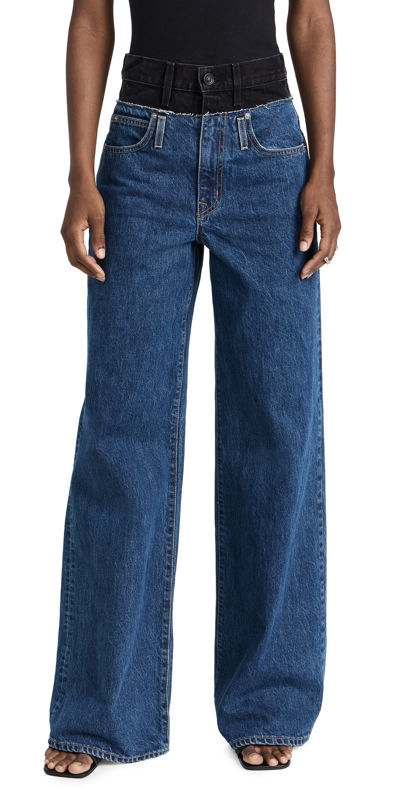 Slvrlake Re-worked Eva Double Waistband Jeans In Blue