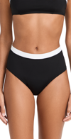 STAUD DEVON HIGH RISE BIKINI BOTTOM BLACK/WHITE