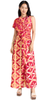 Ulla Johnson Lali One-shoulder Long Floral Ruffle Silk Dress In Tigerlilly