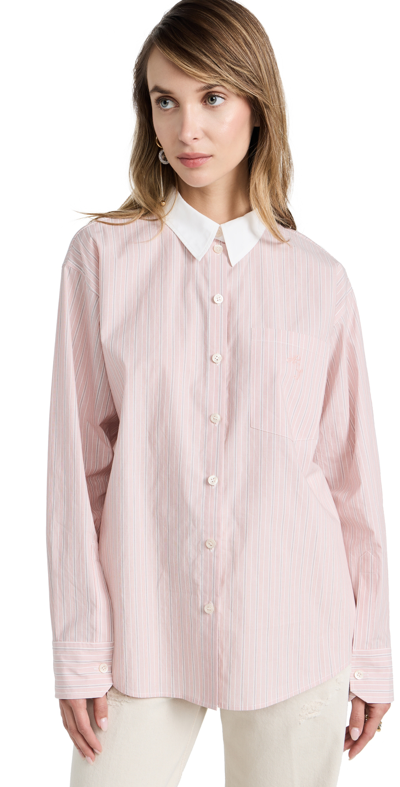 Acne Studios Pink Button-up Shirt In Salmon Pink/white