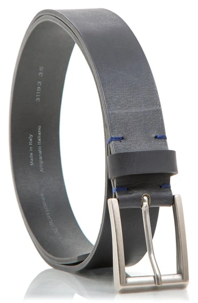 Made In Italy Smooth Leather Belt In Black