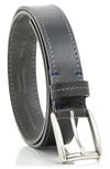 Made In Italy Stitched Leather Belt In Black