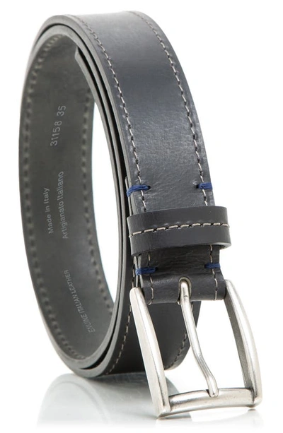 Made In Italy Stitched Leather Belt In Black