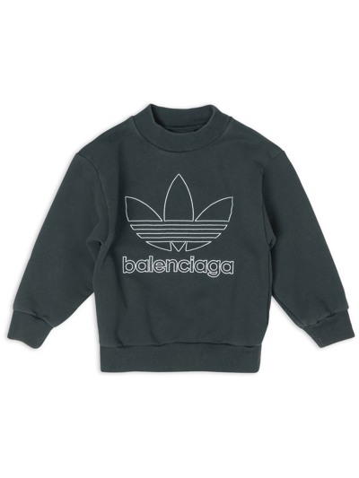 Balenciaga Kids' X Adidas Crew-neck Sweatshirt In Green