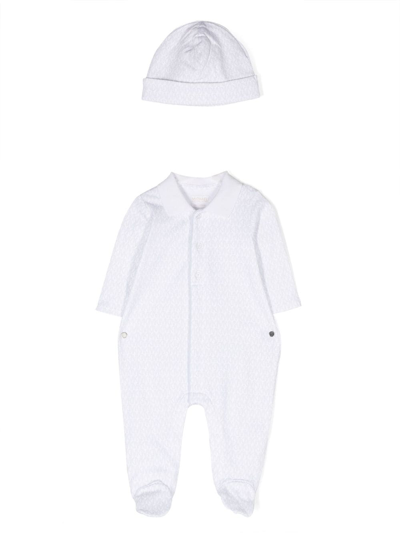 Michael Kors Monogram-print Cotton Babygrow Set In White