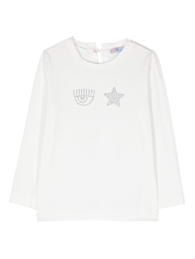 Chiara Ferragni Kids' Logo-embellished Cotton Sweatshirt In White