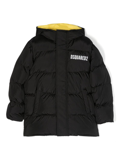 Dsquared2 Kids' Padded Hooded Jacket In Black