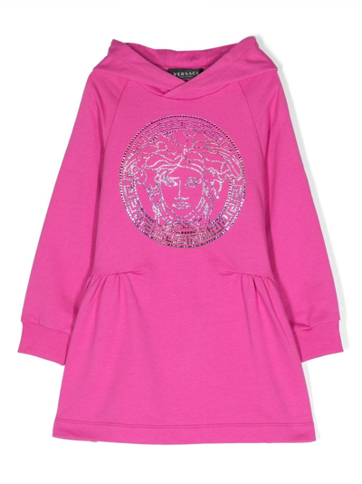 Versace Kids' Medusa Head-motif Sweatshirt Dress In Pink