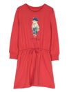 RALPH LAUREN POLO-BEAR PRINT DRAWSTRING SHORT DRESS