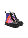PUCCI JUNIOR IRIDE-PRINT LEATHER BOOTS