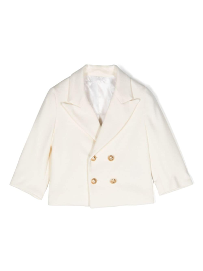 Balmain Babies' Embossed-buttons Double-breasted Blazer In Neutrals
