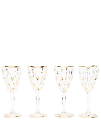 Les-ottomans Crystal Goblet Glasses (set Of Four) In Neutrals