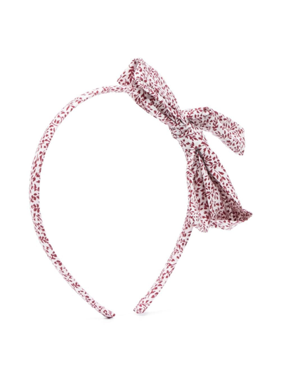 Bonpoint Babies' Botanical-print Bow-detail Headband In White