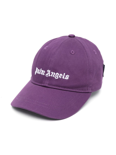 Palm Angels Kids' Logo-embroidered Baseball Cap In Purple