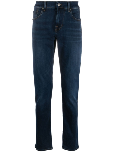 7 For All Mankind Standard Luxe Performance Regular-fit Straight-leg Stretch-denim Jeans In Dark Blue