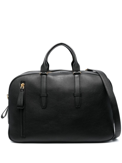 Tom Ford Buckley Leather Holdall In Black