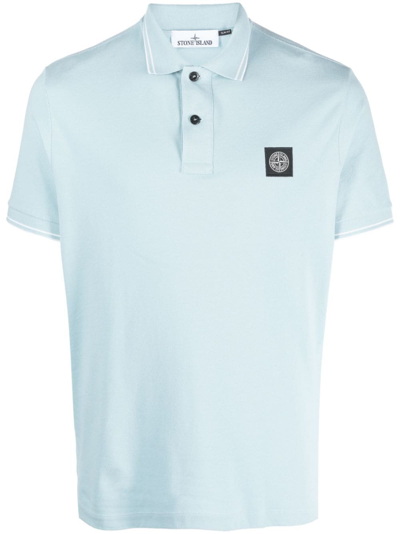 Stone Island Compass-patch Polo Shirt In Blue