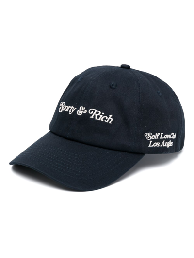 Sporty And Rich Logo-embroidered Cotton Baseball Cap In Navy Blue