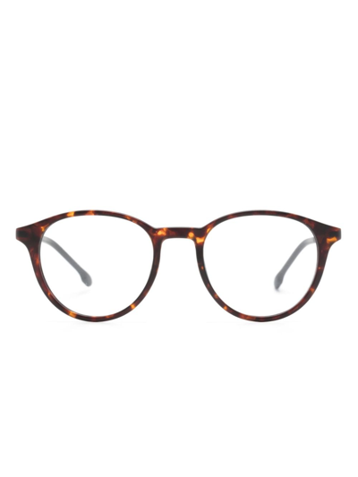 Carrera Logo-print Round-frame Glasses In Brown