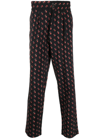 Pierre-louis Mascia Dylan Graphic-print Trousers In Black