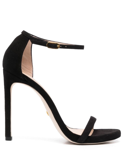 Stuart Weitzman Nudist 120mm Suede Sandals In Black