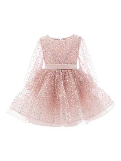Tulleen Kids' Oversize-bow Glitter Tulle Dress In Neutrals