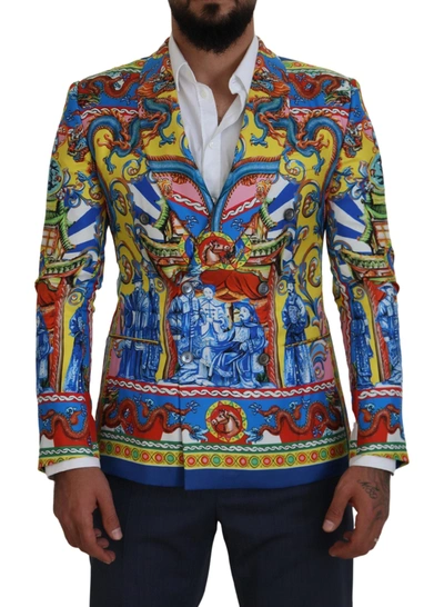 DOLCE & GABBANA DOLCE & GABBANA ELEGANT SILK DOUBLE-BREASTED DRAGON MEN'S BLAZER