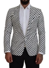 Dolce & Gabbana White Black Striped Slim Fit Jacket Blazer In White