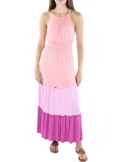 Adyson Parker Womens Colorblocked Maxi Halter Dress In Pink