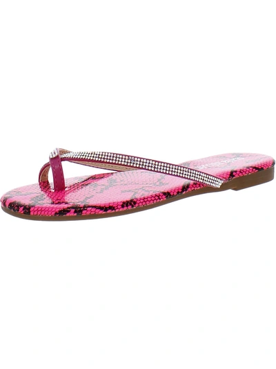 Olivia Miller Legendary Womens Snake Open-toe Slip-on Shoes In Pink