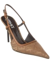 Versace Allover Slingback Pumps In Beige