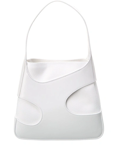 Ferragamo Small Cut-out Leather Top Handle Bag In White