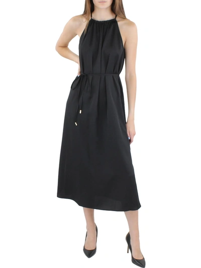 French Connection Womens Satin Long Midi Dress In Black