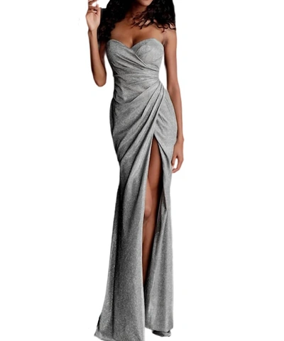 Jovani Strapless Sweetheart Neckline Dress In Silver In Grey