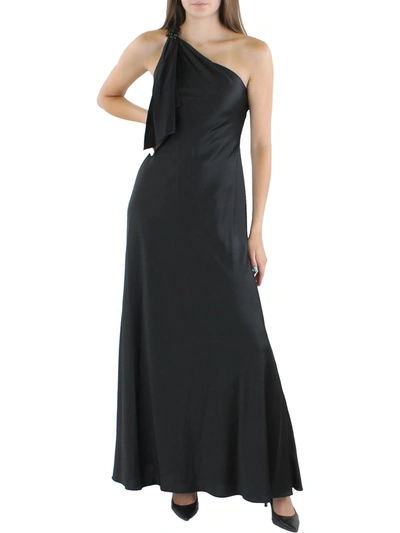 RALPH LAUREN SARAN WOMENS GATHERED MAXI EVENING DRESS 