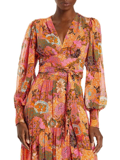 A.l.c Samara Cropped Floral-print Silk-georgette Wrap Blouse In Multi