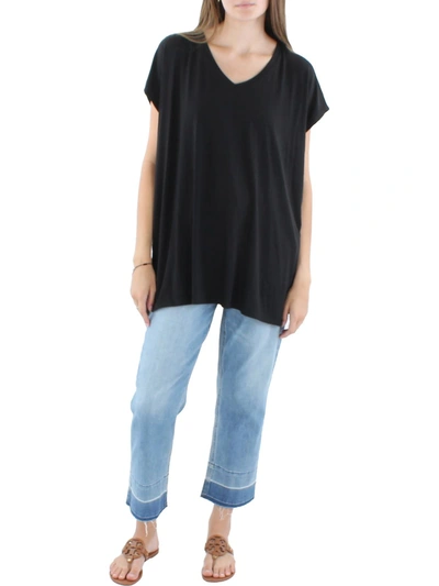 Eileen Fisher Womens V Neck Knit Pullover Top In Black