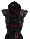 Missoni Elegant Check Wool Scarf With Logo Embroidery In Black And Red