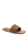 Bcbgeneration Ibana Womens Quilted Square Toe Slide Sandals In Brown