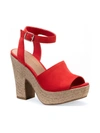 SUN + STONE FEY WOMENS MICROSUEDE BLOCK HEEL PLATFORM SANDALS