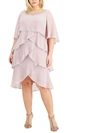 SLNY PLUS WOMENS CHIFFON EMBELLISHED COCKTAIL AND PARTY DRESS