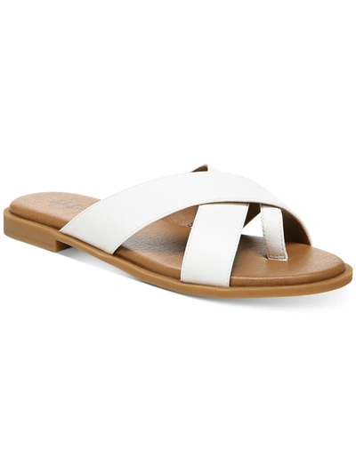 Style & Co Carolyn Womens Slip On Flat Slide Sandals In White