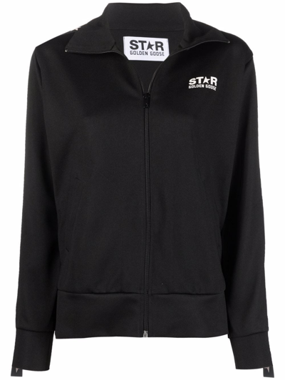 GOLDEN GOOSE ZIPPED SWEATSHIRT WITH GROSGRAIN STRIP AND STARS