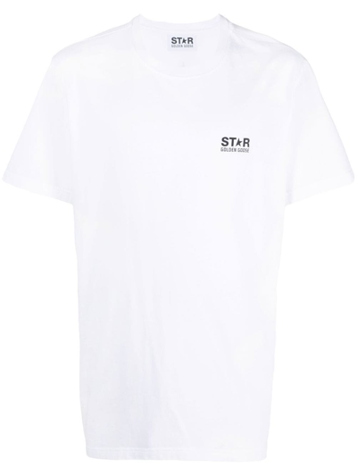GOLDEN GOOSE STAR COLLECTION T-SHIRT WITH CONTRASTING BLACK LOGO AND STAR