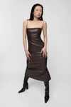 AAIZÉL RECYCLED VEGAN LEATHER MIDI DRESS WITH OPEN BACK