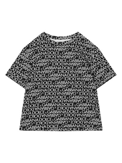 Dolce & Gabbana Kids' Logo-print Cotton T-shirt In Black